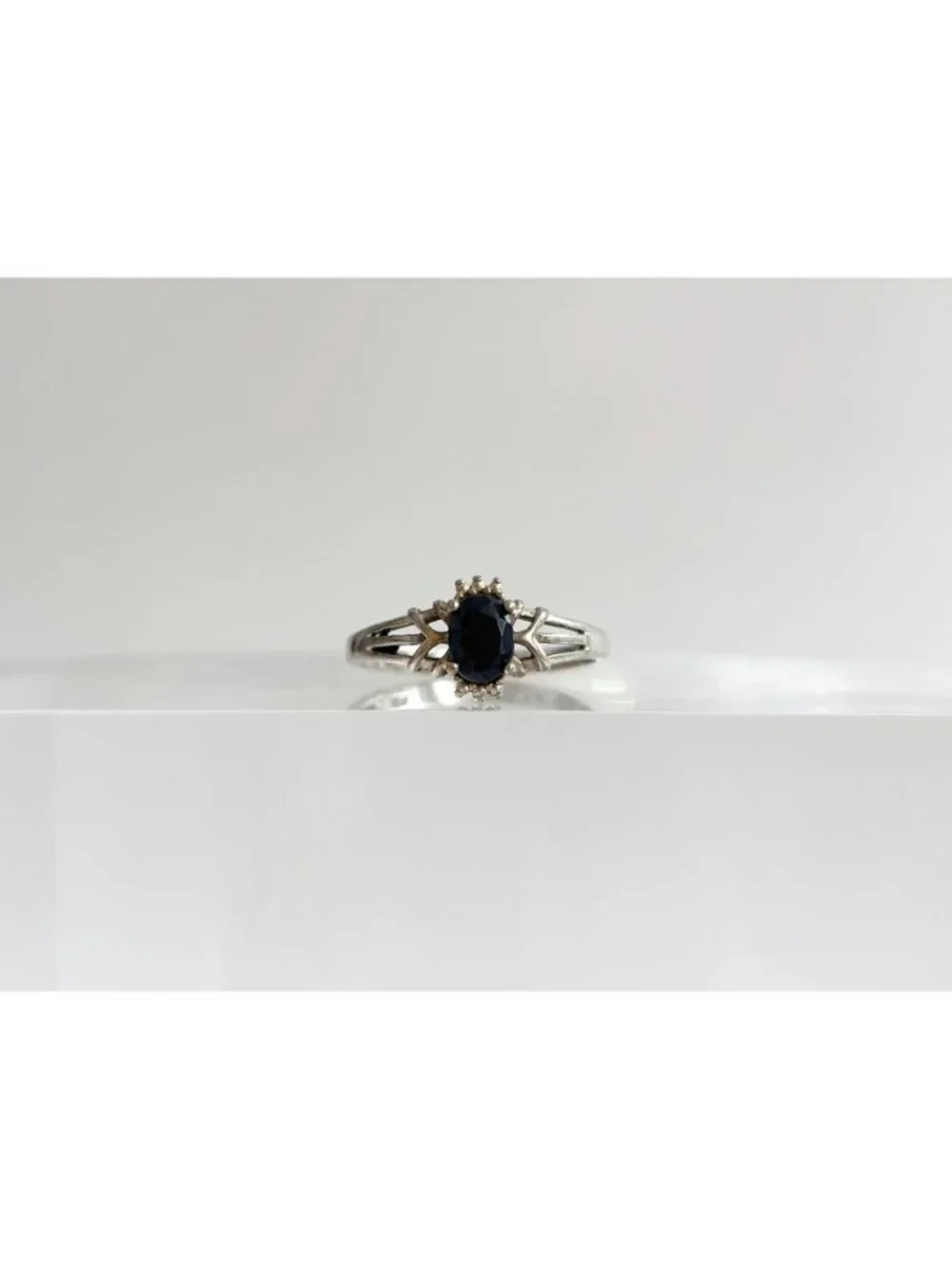 NVC Oval Black Onyx Geometric Art Deco Sterling Silver 925 Vintage Ring - sz 10